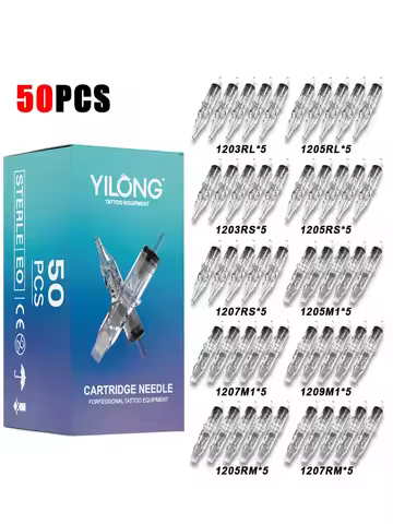 YILONG 50/20PCS Mixed Professional Tattoo Cartridge Needles with Membrane Safety Cartridges Disposab