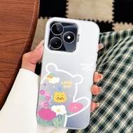 YBD Phone Case For OPPO A3X A5i A3 A60 5G A40 A40M Cute Cartoon Teddy Bear Flower Hard Backboard Sof
