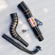 Exzos/Exhaust RL REDLEO BLACK 1SET OPENPIPE BIGELBOW HIGHMOUNT for wave125/100/110 xrm125 sym115 lag