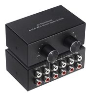 GO Auto-Bi-Directional 4-Way Stereo Audio Switch L/R Sound Channel Audio Switcher2 in 4 Out or 4 in