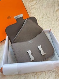 Hermes Constance slim.    石器灰銀扣