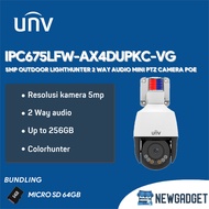 UNV IPC675 SDLFW-AX4DUPKC-VG 5MP OUTDOOR LIGHTHUNTER 2 WAY AUDIO MINI PTZ CAMERA POE FREE MICRO SD 6