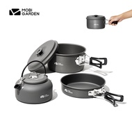 MOBI GARDEN Camping Cookware Kit Set Of Pots Pan Kettle Portable Lightweight Cooking Utensil Set Travel Hiking Outdoor Picnic BBQ