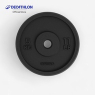 Decathlon Weight Training 5 Kg 28 Mm Round Plate Made Of Cast Iron For Size 28 Mm. 5 Kg.-Black