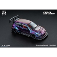 DCM 1/64 Scale diecast DCM Kevmannz 1996 EG6 Hatchback Wide Body, Chameleon (Low Wing Black Wheels)