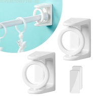 Sturdy Plastic Curtain Rod Brackets Holder Self Adhesive No Drill Hooks for Home