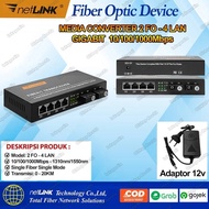 - Media converter Fiber Optic 2 FO to 4 LAN Gigabit 1000 Mb/s Netlink