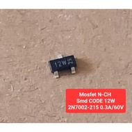 2N7002-215 Mosfet N-CH (SMD CODE 12W) 0.3Amp/60Volt (10 Pieces Per Pack)