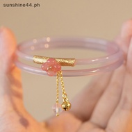 SUNSHINE44  2Pcs/Set Retro Jade Jingle Butterfly Jelly Color Bangles Retro Simple Glass Bracelet For Women Chinese Style Jewelry Gifts    PH