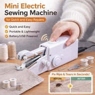 【5-Color Portable】JS Mini Electric Sewing Machine 2-Speed Household/Crafts/Travel Use Handheld Sewin