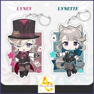 Eula genshin impact lynette lyney keychain anime keyring acrylic cute bag