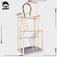 [ 3 Layer Wooden Bird Playground Bird Cage Accessories Parrot Perch Stand for