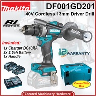 [CORATED] Makita DF001GD201 40V 13mm Cordless Driver Drill C/W 1Pc Charger & 2Pc 2.5ah Battery (1Yea