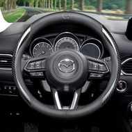 พวงมาลัยรถยนต์เคสใหม่สำหรับ Mazda 2 3 5 6 8 CX5 CX3 CX7 CX9 RX MX CX30รถ BT50ขนาดเส้นผ่าศูนย์กลาง38ซม. ฝาครอบมือจับประตูรถหนังแท้สี่ฤดู