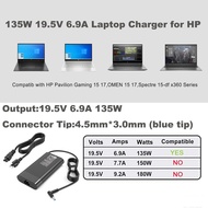 HP Laptop Charger 135W 19.5V 6.9A AC Adapter for HP Spectre 15 x360 Omen 15 17 Pavilion Gaming 15 17
