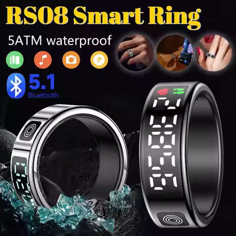 SR08 Smart Ring Men Women LED Display Sport Health Heart Rate Blood Oxygen Monitoring Multi Sports M
