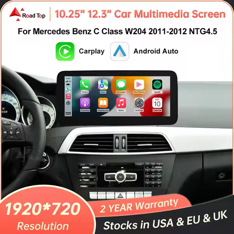 Road Top Wireless CarPlay Android Auto Car Multimedia Display For Mercedes-Benz C Class W204 2011-20