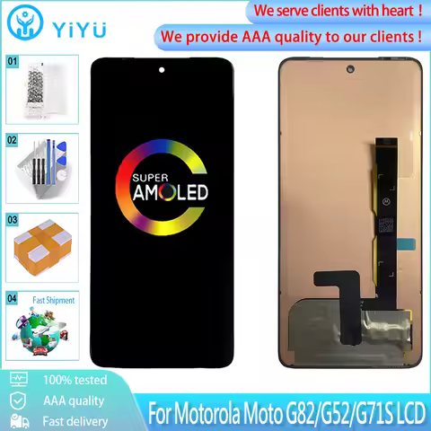 6.6" Original For Motorola Moto G82 G52 G71S LCD AMOLED Display Touch Screen Digitizer Panel Assembl