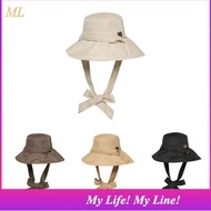 ML2] BBC EARTH BE5AHA01W160 Rattan Wide Brim Bucket Hat TIE STRAP WOVEN TEXTURE BUCKET HAT UNISEX