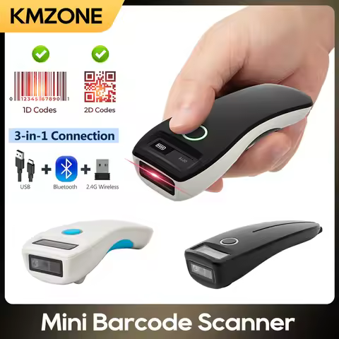 Barcode Scanner OLED Wireless 1D 2D Barcode Scanner USB Bluetooth Mini Pocket QR Reader IOS Android
