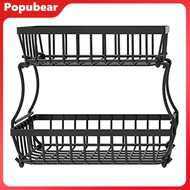 Woeuri Stackable Storage Basket Metal Fruit Basket Rack 2 Tier Metal Fruit Basket for Kitchen Storag