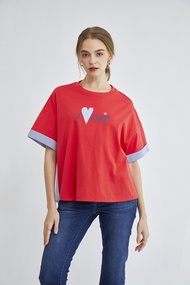 ELLE เสื้อยืด T-SHIRT ผ้า COTTON แขนสั้น ปลายแขนพับเบิ้ล สกรีนลายกราฟฟิค (มีให้เลือก 3สี) รุ่น W3K6