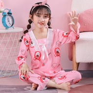 New Sanrioed Cinnamoroll Pajamas Kawaii Mymelody Kuromi Anime Cartoon Kids Sleepwear Boys Girls Spring Autumn Home Clothing Gift