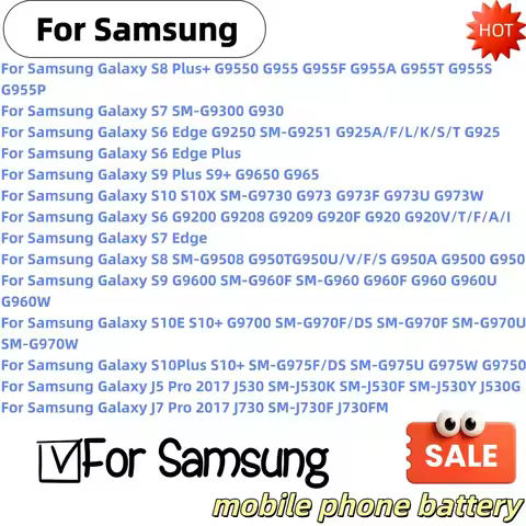 Brand New Battery For Samsung Galaxy S6 S6 Edge/Plus S7 S7 Edge S8 S8 Plus+ S9 S9 Plus S10 S10E S10 