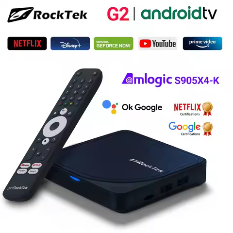 New RockTek G2 4K Android TV 12 Stream Box with Netflix Google Certified Amlogic S905X4-K 4G64G Supp