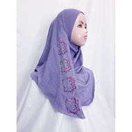 Tudung Bawal Shawl Instant Hello Kitty Diamond Budak Kids Awning Mosscrepe Dagu Bergetah Pinless No Pin Sarung