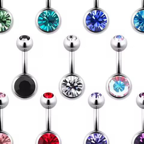 Titanium Belly Piercing Navel Barbell 14G ASTM F136 CZ Belly Button Piercing 6/8/10/12mm Hypoallerge