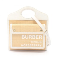 【二手，B級】Burberry迷你口袋包，米色/白色皮革，兩用單肩包，女士款。二手B級