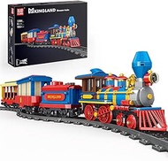 Mould King Steam Train Building Set Toy, Remote Control Train Model Building Block Construction Locomotive Toy, Train Model Building Kit with Train Tracks for Boys Teens Adults (Dreamtown Train)