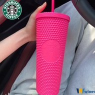 READY STOCK STARBUCKS Rivet Tumbler Starbucks Cup Barbie Pink Water Bottle Mug Straw Cup Cold Cup wine01