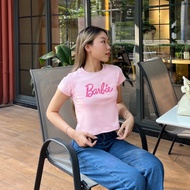 Áo Baby Tee barbie hồng pastel tay ngắn áo thun form lửng