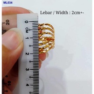 ๑Merdeka 916 Gold 1/C KLCC 7 Layer Ring / Cincin KLCC 7 Layer Emas 916 (Size 13 - S 18)