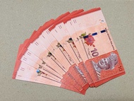 Banknote Malaysia 14th RM10 100%UNC RunningNumber  (Price for one pcs)