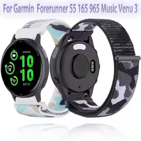 Nylon Strap 20/22mm for Garmin Forerunner 55 165 965 Music Venu 3 Comfortable bracelet wristband Gar