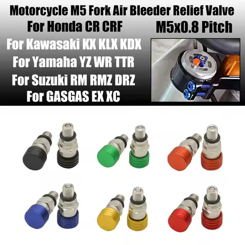 Motorcycle M5x0.8 Fork Air Bleeder Valve For Suzuki Kawasaki Yamaha Honda CR 80 85 125 250 500 CRF 1