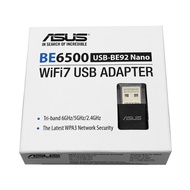 ASUS USB-BE92 Nano BE6500 Tri-band WiFi 7 USB Adapter (Black) - 2.4GHz/5GHz/6GHz