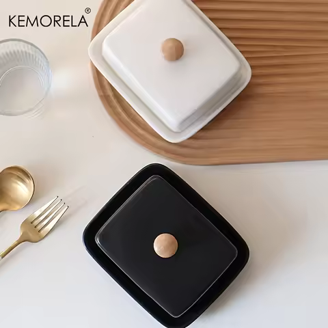 Ceramic Butter Dish with Lid Rectangular Sealable Cheese Storage Box High-End And Elegant for Kitche