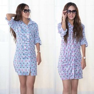 KEMEJA Real pic debe stripedLK long shirt/ Wanita