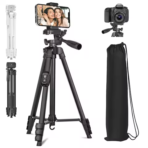 60 Inch/152cm Camera Tripod with Travel Bag, Mobile Phone Tripod with Remote Control, Professional A