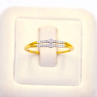 Happy Jewelry แหวนเพชรแถวคู่ ทองแท้ 9k 37.5% เพชรเกสร ME033