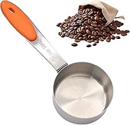 1/4 Cup Measuring Scoop, Stainless Steel 60ml Coffee Scoop with Orange Silica Gel Handle Suitable fo