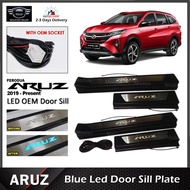 Modish Perodua Aruz 2018-2022 Car Blue Led Door Sill Plate OEM Side Step Guard Anti Scratch Protector Accessories