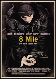 โปสเตอร์เอมิเนม 8 Mile วอลล์สติกเกอร์ฮิปฮอป เครื่องประดับกระดาษคราฟท์สำหรับตกแต่งบ้าน ของขวัญแฟนเพลง