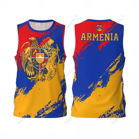 Men Basketball Sports Armenia Flag Running Fitness Multifunction Jersey Sleeveless shirt Custom Name