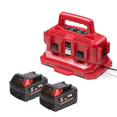 6 Port Fast Charger For Milwaukee M18 18V Battery Set 6Pcs 4.0Ah 5.0Ah 6.0Ah Li-ion Replacement Char