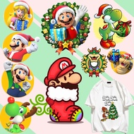 Super Mario Christmas Theme Ironing Heat Transfer Printing Washable Clothing Sticker DIY Hoodie T-shirt Schoolbag Hat Children's Gift Christmas Decorative Gift